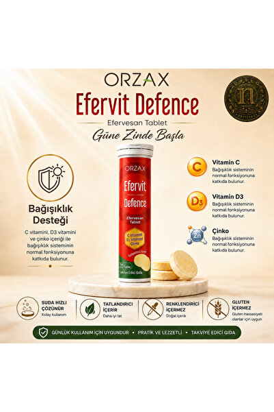 Genel Markalar Efervit Defence 20 Efervesan Tablet | C Vitamini 1000 mg, D3 V...