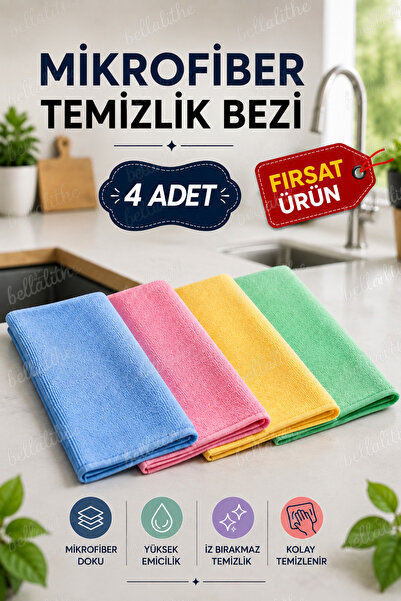 garaccu Mikrofiber Temizlik ve Kurulama Bezi 30x30 cm 4 Adet, Mutfak ve Genel...