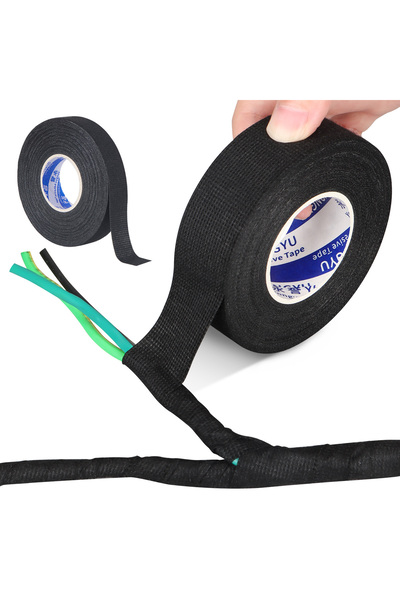 Choice6 19mm 15M black Wiring Harness Tape, Automotive Cloth Tape with High T...