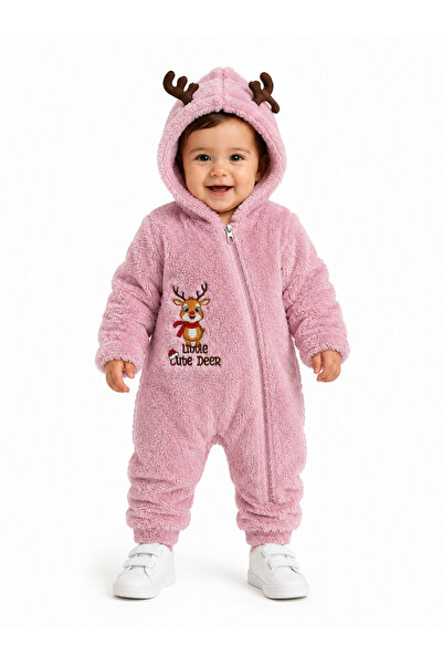 Chicsy Baby Winter Sweet Reindeer Embroidered Hooded Welsoft Zippered Baby Ju...