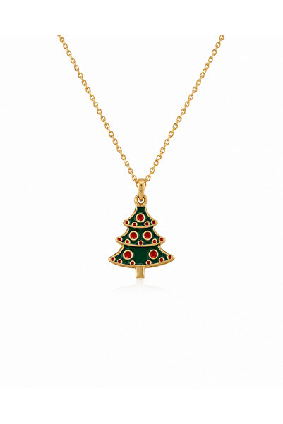 FIERA JEWELRY Christmas Pine Tree New Year Themed Gold Steel Women's Necklace