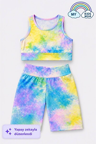 My Kids Wear Girl's Multi-Purpose Tie-Dye Patterned Swimsuit & Sports Set 12431