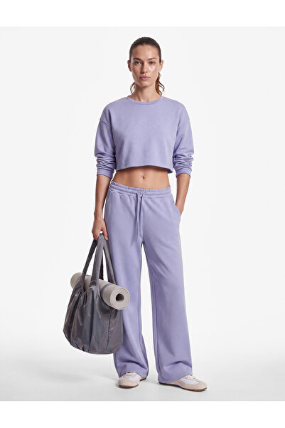 Koton Long Sleeve Crew Neck Sports Crop Sweatshirt