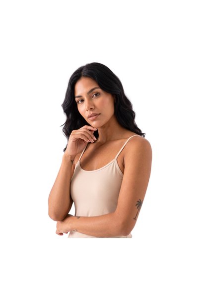 OLİZZA Women's Strappy (Black, Nude, White) 3-Pack Thin Strappy Body-Hugging Basic Undershirt
