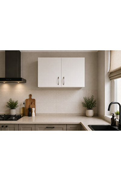 Tdesigno Ate Mutfak Üst Modül - Dolap 80 Cm Beyaz