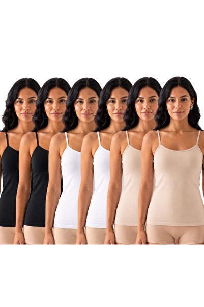 OLİZZA Women's Plain 6-Piece Thin Strap Cotton Body Hugging Lycra Body Huggin...