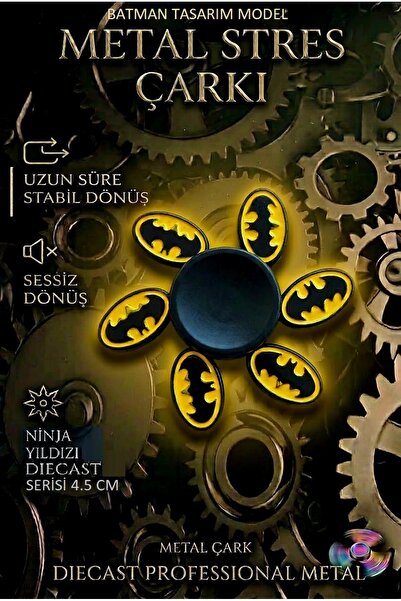 OYUNCAKSAHİLİ Stres Çarkı Metal Batman Logo Yazılı Model Uzun Dönüş 5li Betme...