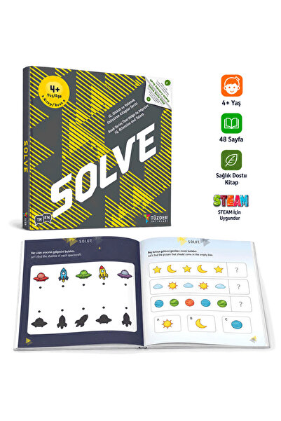 TÜZDER Yayınları SOLVE 4+ Yaş | IQ Dikkat Ve Yetenek Geliştiren Kitaplar Serisi