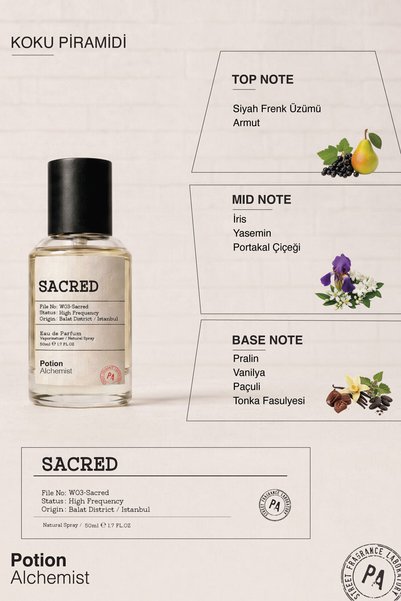 Potion Alchemist Sacred EDP Kadın Parfüm 50 ml | Çiçeksi, Oryantal | Frenk Üzümü, Armut, Yasemin, Vanilya, Pralin