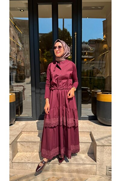 MissWhence 39834 Yelekli Kadın Elbise Bordo