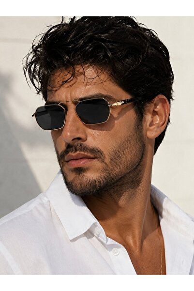 LOOKUP NEW Eşref Tek Unisex Men's Uv400 Protected Square Rectangular Metal St...