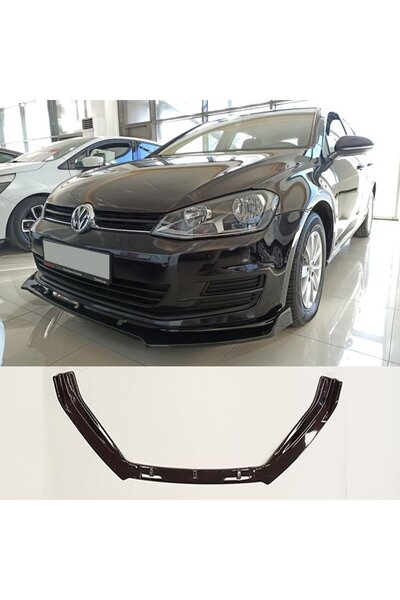 Universal Vw Golf 7 Ön Tampon Altı Lip Plastik Kulaklı Parlak Siyah 3 Parça