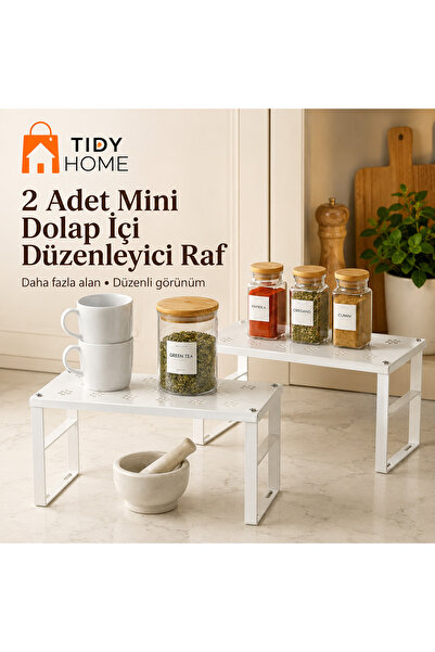 Tidy Home 2 Adet Dolap İçi Düzenleyici Ufak Boy Raf Bardak ve makyaj düzenley...