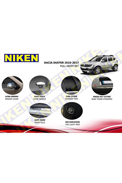 Niken Dacia Duster Full Krom Seti Komple Nikelaj Kaplama 2010-2017 6li