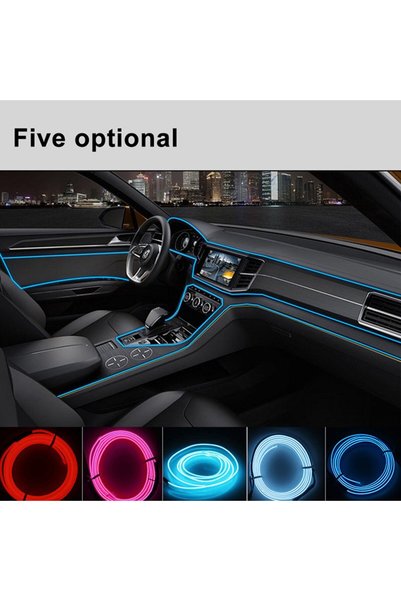 Universal Araba Araç İçi Torpido Ledi İp Neon İp Led El Wire 2 Metre Kırmızı