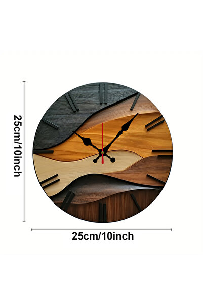 Choice 10 inch 25CM 2D-flat Nordic Style Wooden Round Silent Hanging Wall Clo...
