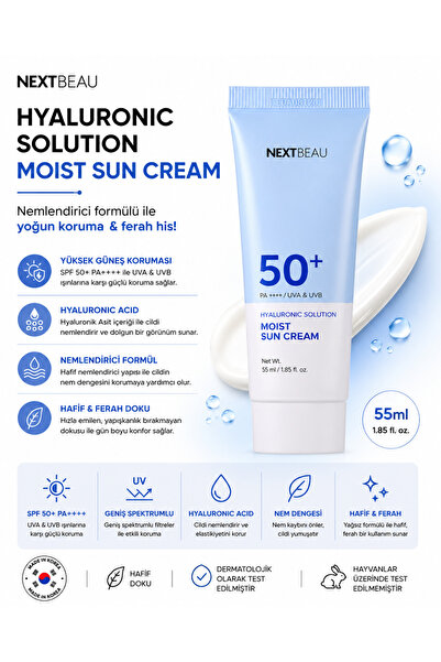 NEXTBEAU Hyaluronic Acid Güneş Kremi SPF50 PA Yoğun Nemlendirici Cilt Dolgunl...