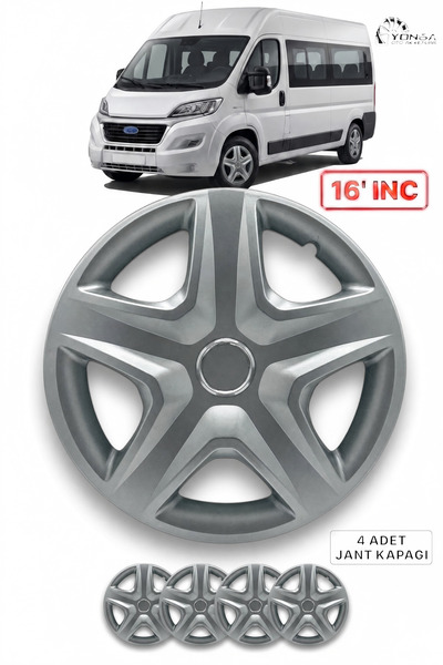 YONGA OTO AKSESUAR FİAT DUCATO 16 İnç Jant Kapağı 4'lü Set Gümüş + 4 Amblem +...