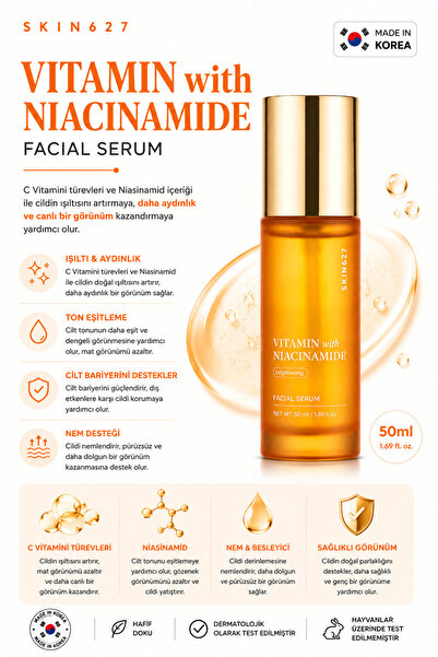 SKIN627 Kore Kozmetik Lekeli Ciltler Için Vitamin Ve Niacinamide Içeren Serum