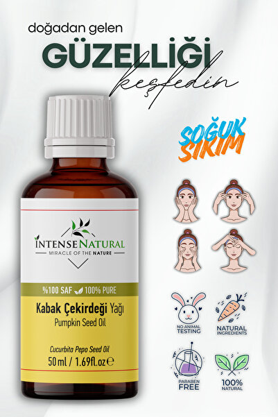 Intense Natural Kabak Çekirdeği Yağı Soğuk Sıkım 50 ml %100 Saf Ve Doğal Pump...
