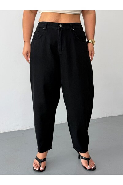 HerTon Women's High Waist Mom Slouchy Jean Pants with Elastic Back Waist