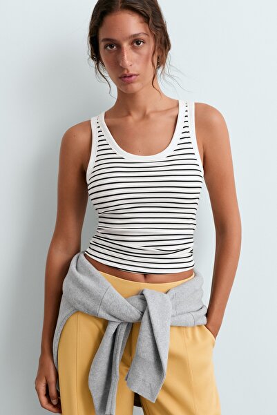 Oysho Modal rib çizgili uzun tank top