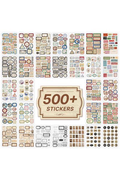 Choice Retro Labels 30 Sheets Vintage Label Sticker Book 500+ Aesthetic Decor...