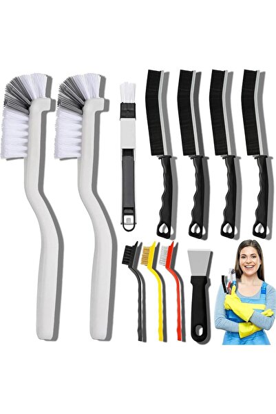 Choice black 11Pcs Crevice Cleaning Brush Set, Hard Bristle Cleaning Supplies...