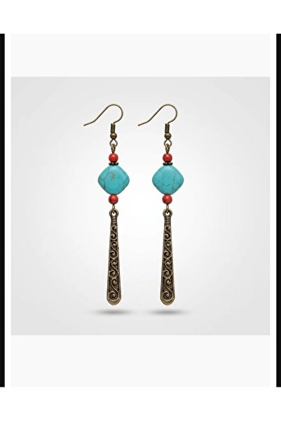 Birtakı'm Şeyler Authentic Natural Turquoise Stone Handmade Earrings