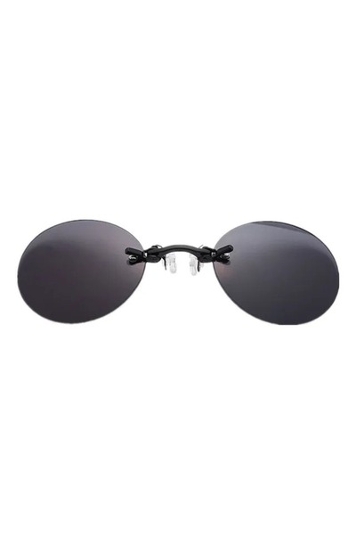 Choice black black Clip On Nose Glasses Round Rimless Matrix Morpheus Sunglas...