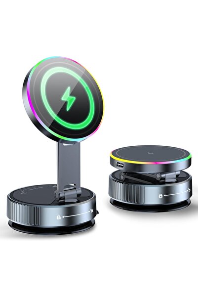 Choice GRAY Cooling Wireless Charger Car Phone Holder with Breathing RGB Ligh...