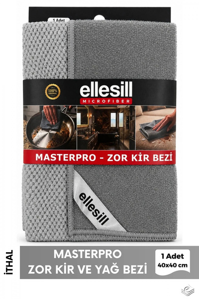 Ellesill Masterpro Gray Tough Dirt Cloth 40X40 cm (1 Piece) - Cleans Tough Di...