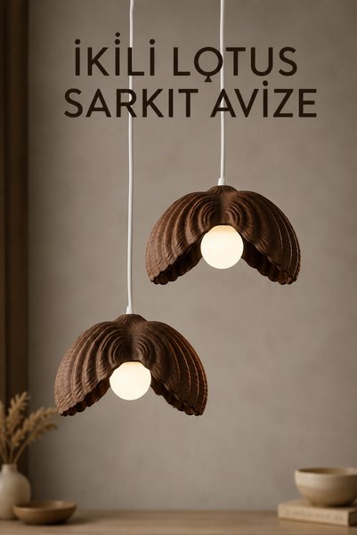 Dropcek eticaret Modern Kıvrımlı Kahverengi 2’li Sarkıt Avize 25x25 cm – Plas...