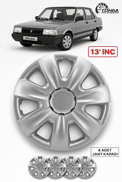 YONGA OTO AKSESUAR FİAT TOFAŞ ŞAHİN 13 İnç Jant Kapağı 4'lü Set Gümüş + 4 Amb...