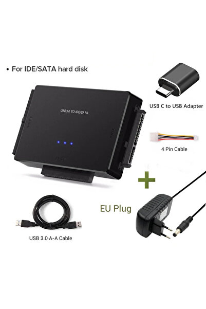 Choice1 محول OTG USB 3.0 إلى IDE SATA بقابس أوروبي، قارئ للأقراص الصلبة العال...