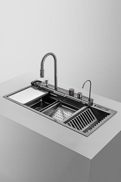 Lavisse 100*46Cm Akıllı Eviye, Ledli Dijital Göstergeli, 304 Çelik, Tabaklık ...