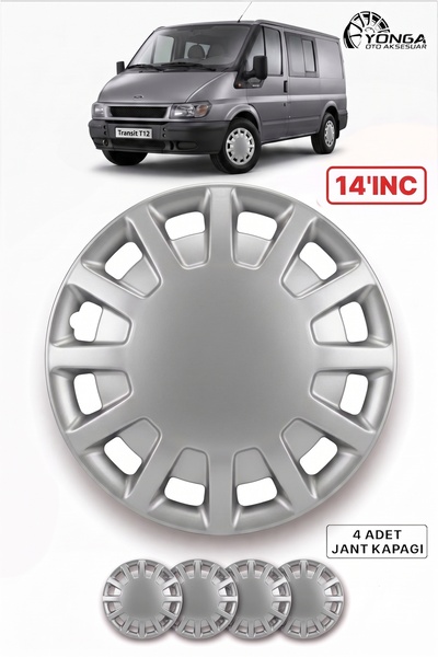 YONGA OTO AKSESUAR FORD TRANSİT 14 İnç Jant Kapağı 4'lü Set Gümüş + 4 Amblem ...