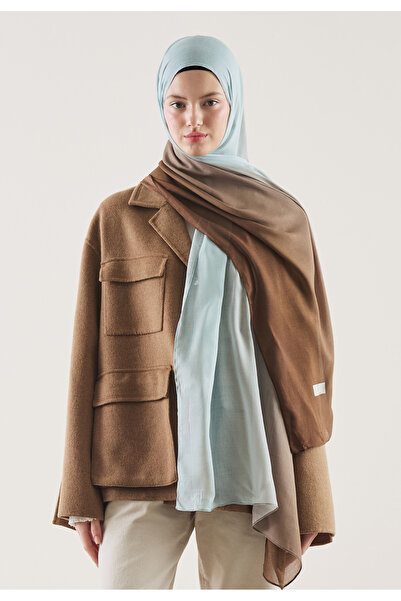Freshscarfs Degrade Desen Rami Şal Kahve-Mavi