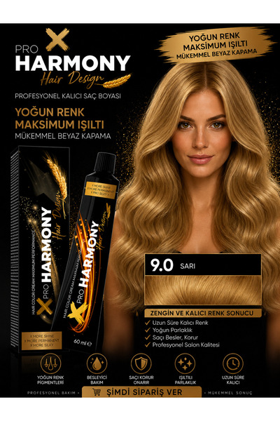 X Pro Harmony Tüp Boya 9.0 Very Light Blonde Sarı Saç Boyası 60 ml