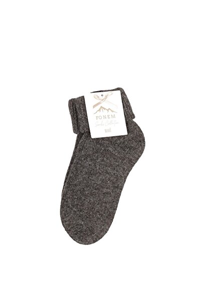 Fonem Women's Folded Sports Socks Fo 8016 Dark Gray 58% Wool Blend, Woven Fab...