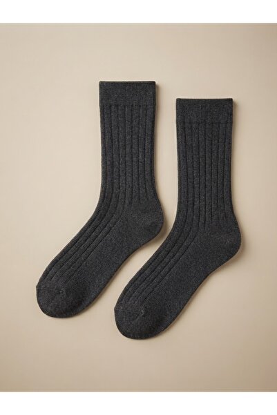Fonem Women's Lycra Derby Wool Socks Fo 8004 Anthracite 50% Recycled Wool, Ri...