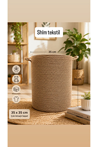 SHLM TEKSTİL 35x35 Çok Amaçlı Sepet, Battaniye Sepeti, Oyuncak Sepeti, Çamaşı...