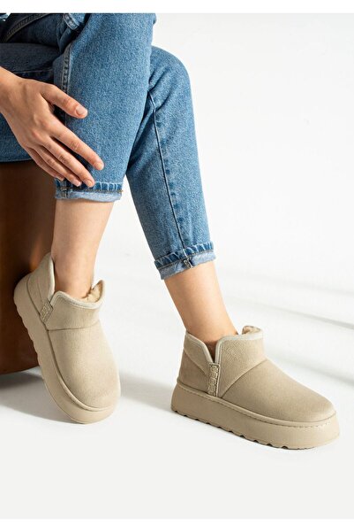 Look Life Mini Boots Suede Fur Inside Furry Thick Sole Women's Boots