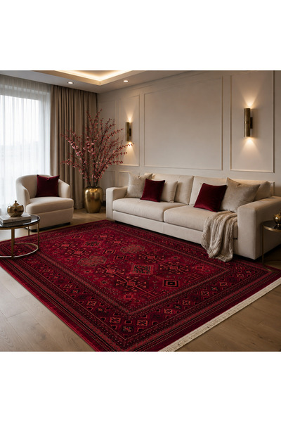 SEMERKANT Afgan Türkmen otantik desenli Dokuma salon ve oturma odası Halısı