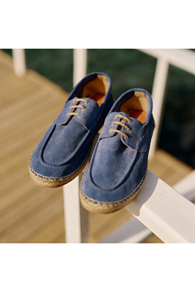 Mudo Espadrile texturate din piele intoarsa indigo pentru barbati