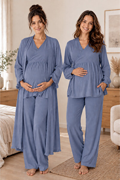 by İGP Muslin Fabric Maternity Pajama Set with Nursing Features Effortt