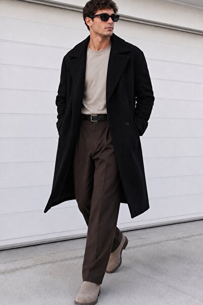 Delpino Men's Oversize Long Stamp Coat