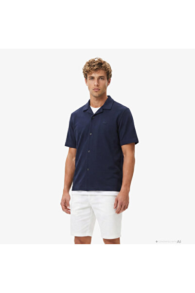 Lacoste Erkek Relaxed Fit Kısa Kollu Lacivert Gömlek