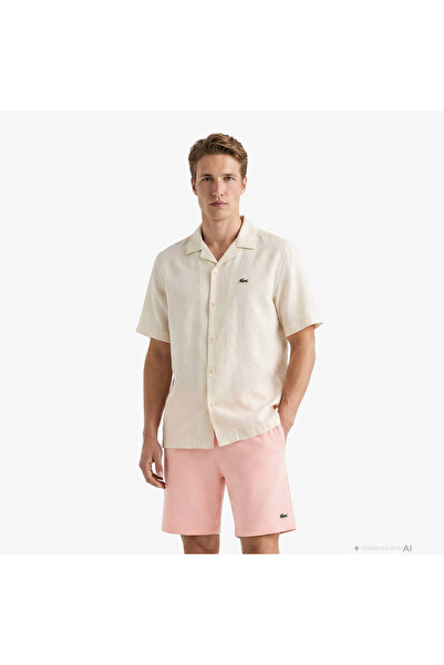 Lacoste Erkek Relaxed Fit Kısa Kollu Krem Gömlek