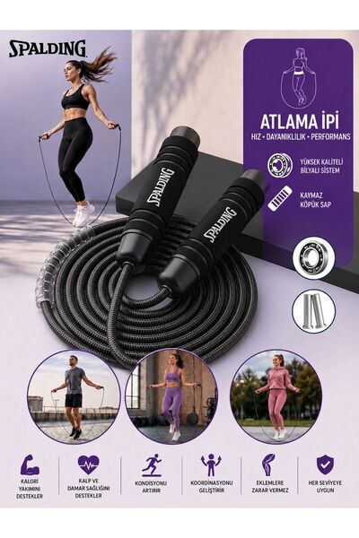 SPALDING Atlama İpi (Köpük Saplı, Rulmanlı, 2.8 Metre Ayarlanabilir İp)